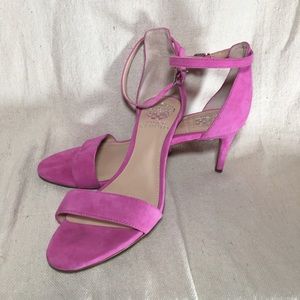 Vince Camuto pink suede ankle straps